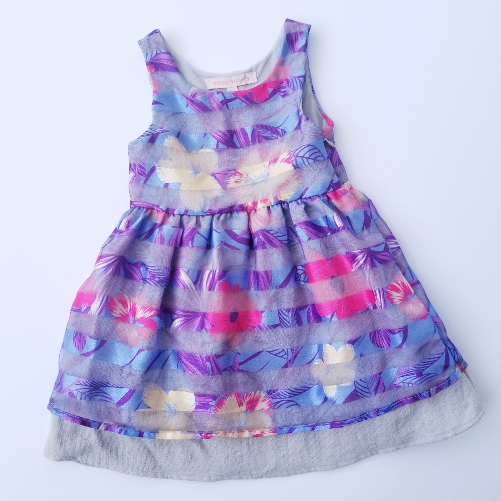 Appaman Purple Floral Ribbon Layered Dress 3T